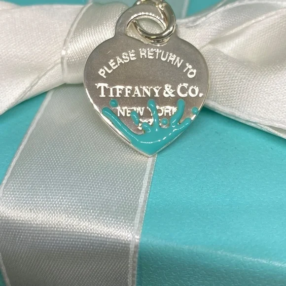 Tiffany & Co. RTT Enamel Splash Heart NWT 925 silver Tiffany Blue RETIRED - Picture 8 of 9